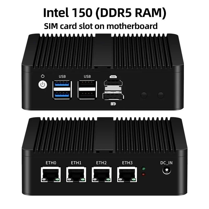 4 Ethernet Mini PC Intel N100 N2830 J1900 J4125 N5105 CPUs X86 Firewall Router Pfsense OPNSENSE Windows Linux Virtual Machine