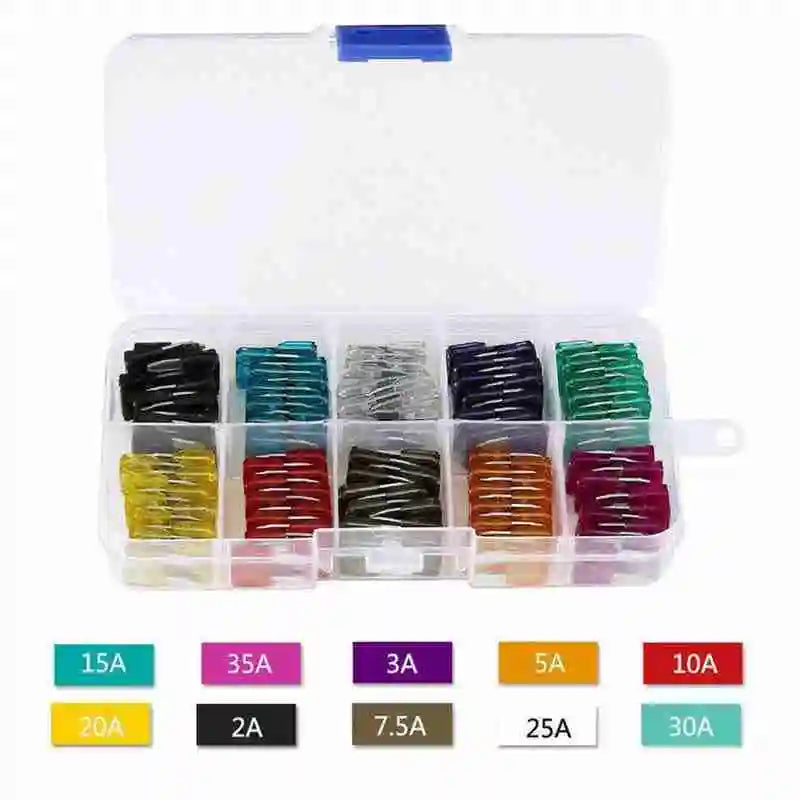 50/100Pcs Car Fuses Kit Assorted Auto Truck Standard Blade Fuse Assortment 2A 3A 5A 7.5A 10A 15A 20A 25A 30A 35A Auto Fuse