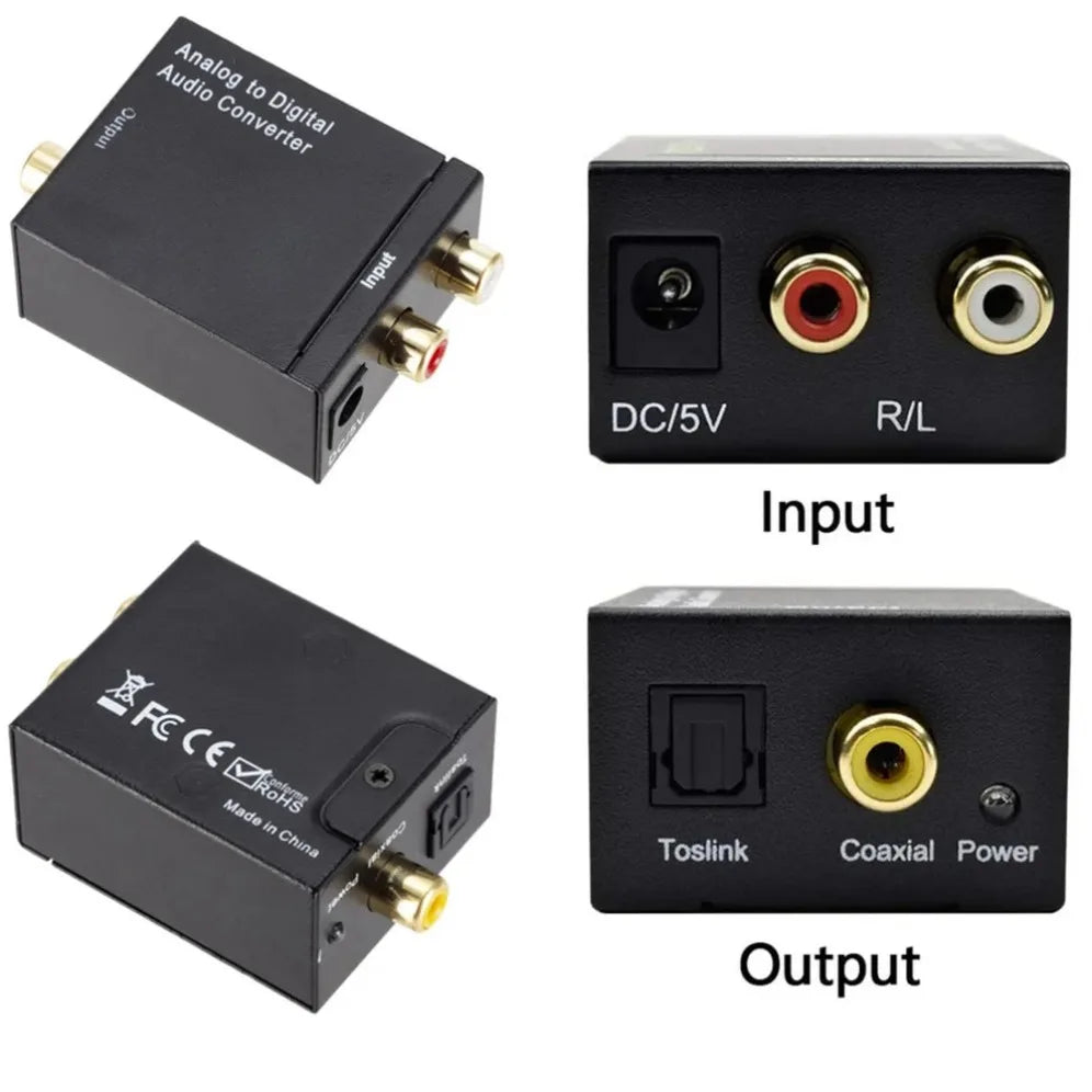 Analog to Digital Converter ADC Audio Analog to Digital (Optical/Coaxial) Converter Optical Coaxial RCA Toslink SPDIF Adapter