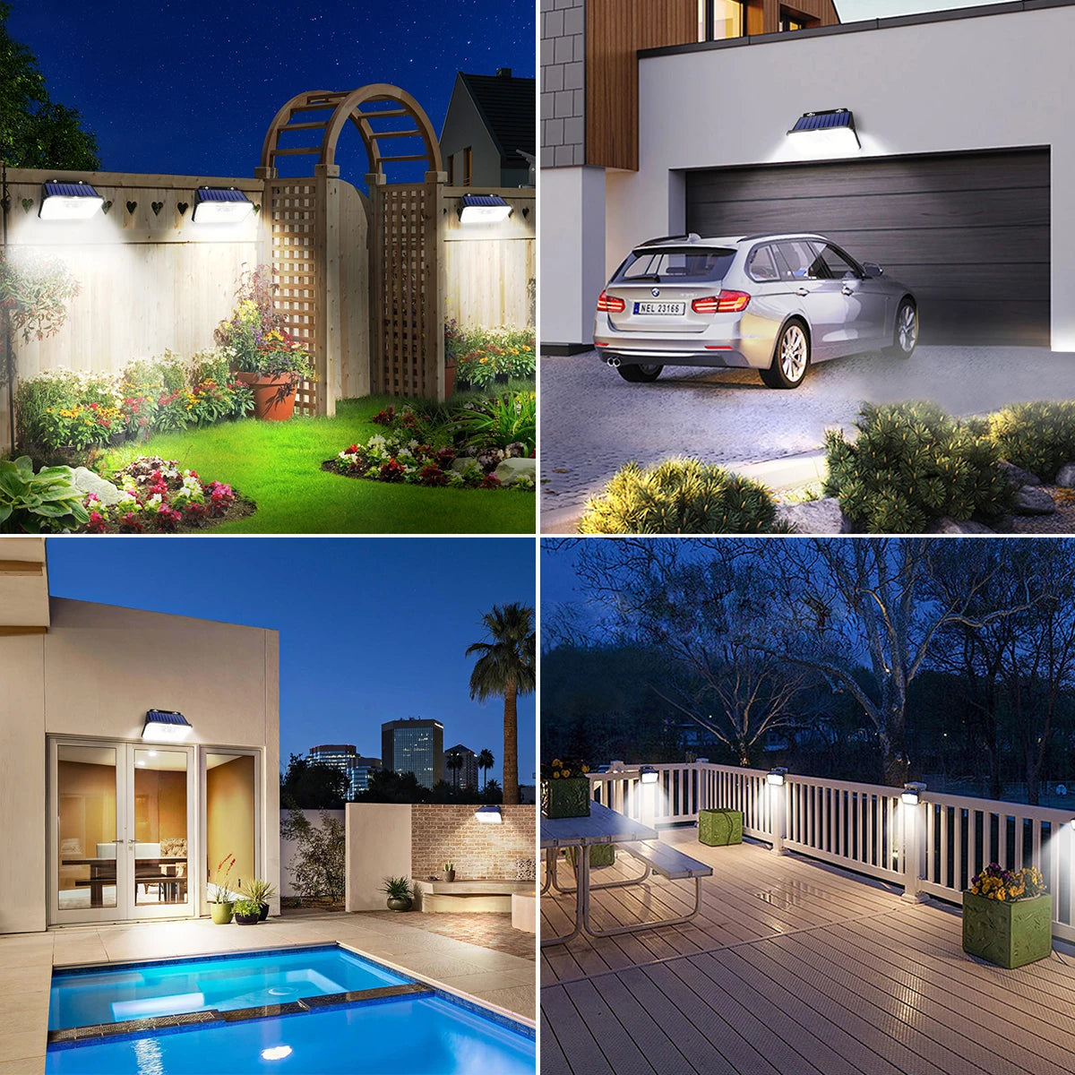 2Pack 197led Solar Motion Sensor Lights Outdoor 3 Modes IP65 Waterproof Wireless Solar Light for Steps Yard Garden Fence Wall
