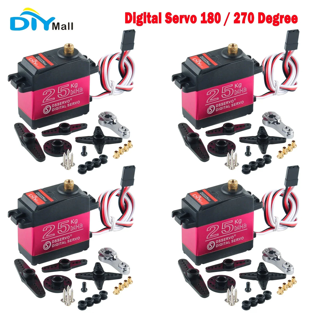 25KG Digital Servo Full Metal Gear IP66 Waterproof for 1:8 1:10 1:12 RC Car Crawler Robot 180/270 Degree High Precision