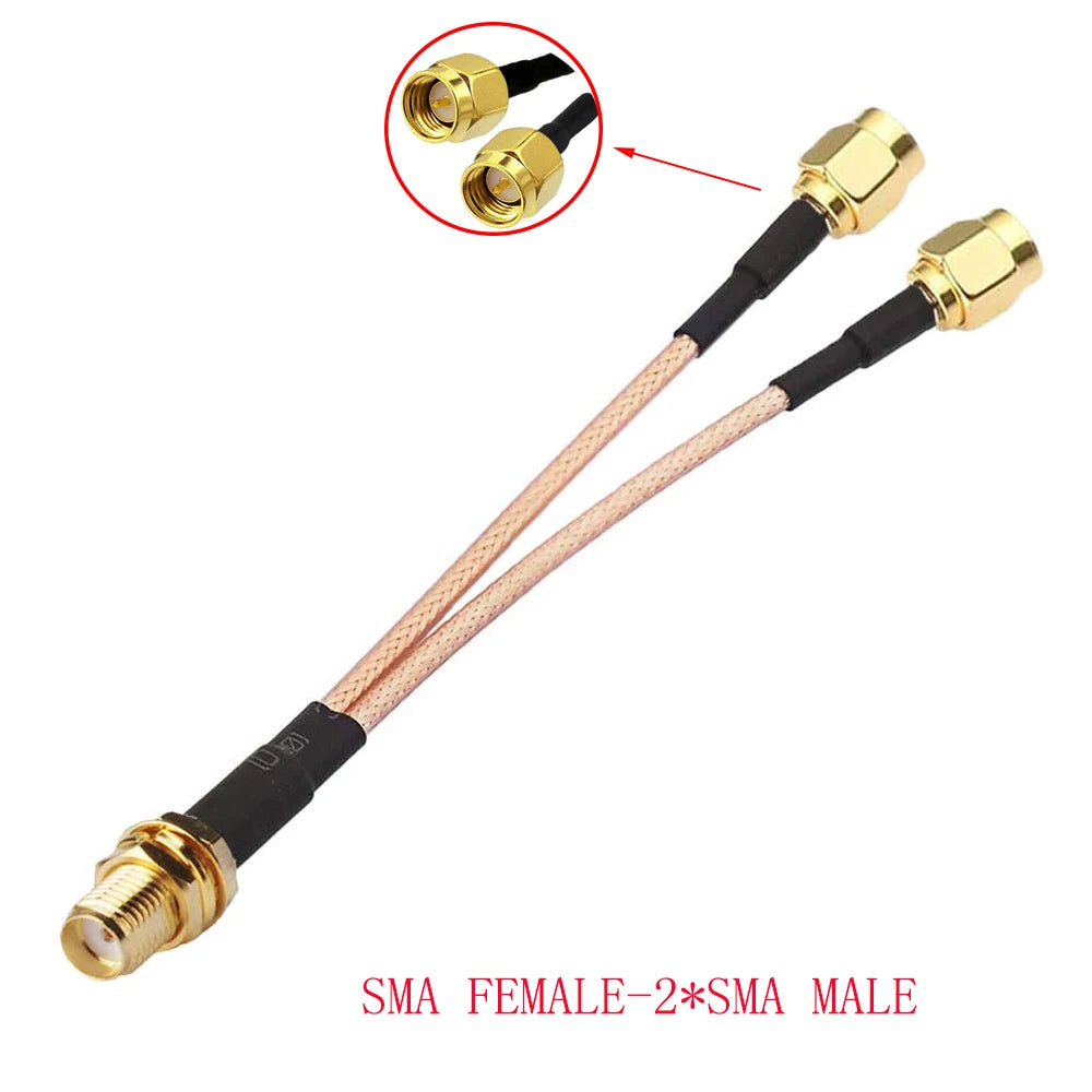 SMA to 2X SMA Male Female Y Type Splitter Combiner Jumper Cable Pigtail RG316 Cable
