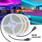 5V USB 3mm PCB COB LED Strip Light with Switch Dimmer Remote Control 320 LEDs High Density Linear Lighting Flexible Tape Lamp