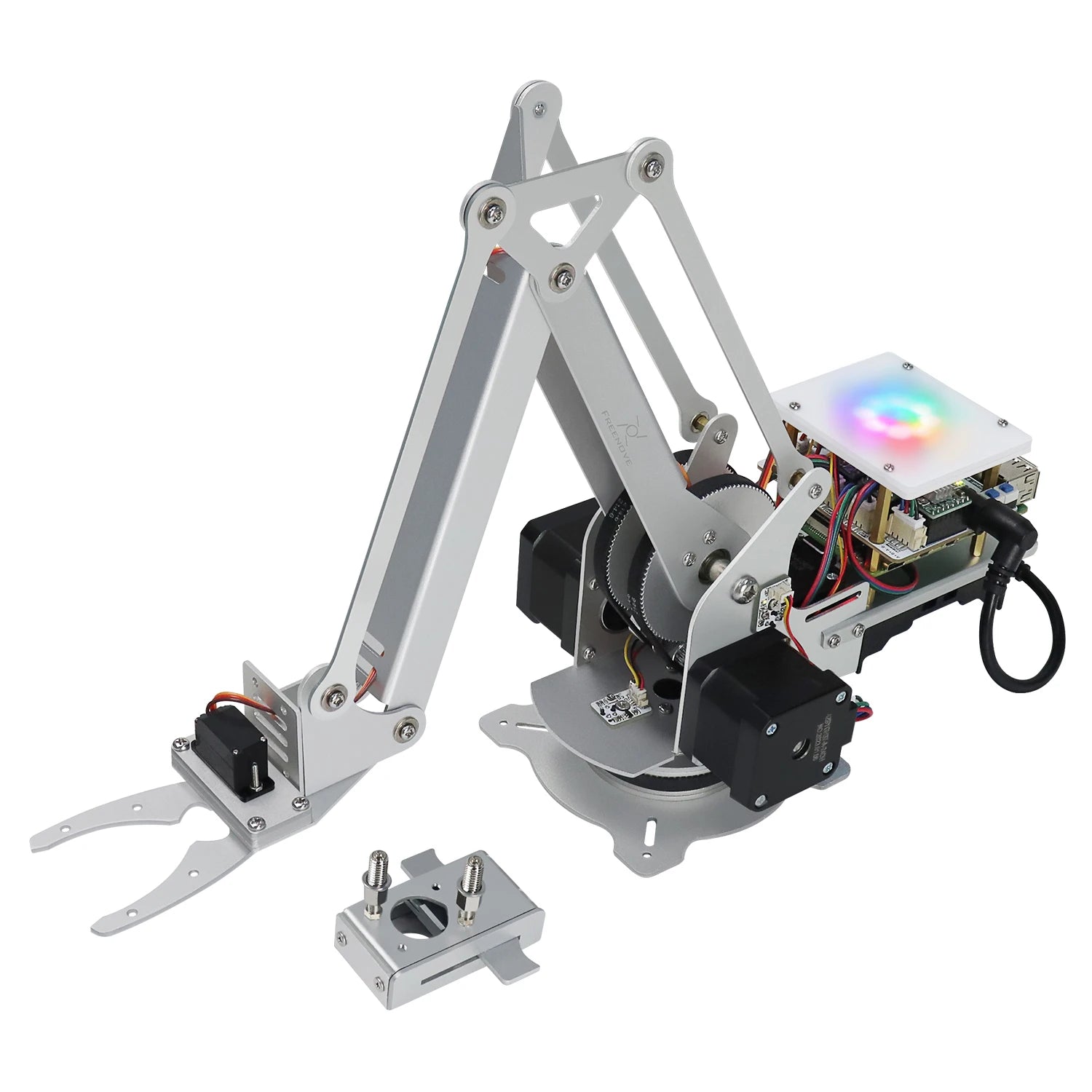 Freenove Robot Arm Kit for Raspberry Pi, High Accuracy, Stepper Motor, Metal Structure, Clamping Drawing Mode, Record and Replay