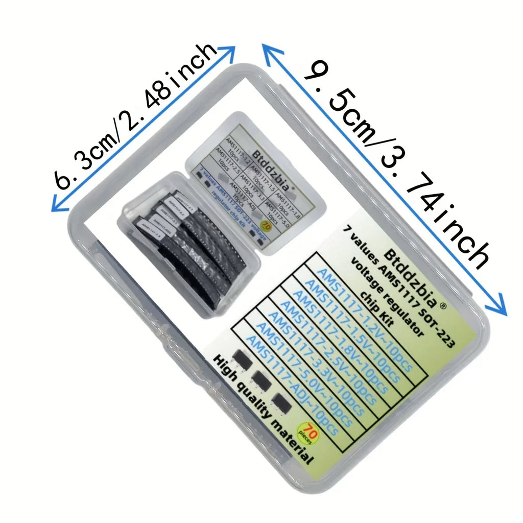 70pcs kit Voltage Regulator Kit AMS1117 1.2V/1.5V/1.8V/2.5V/3.3V/5.0V/ADJ lm1117 AMS1117-1.2 AMS1117-1.8 AMS1117-2.5 AMS1117-3.3