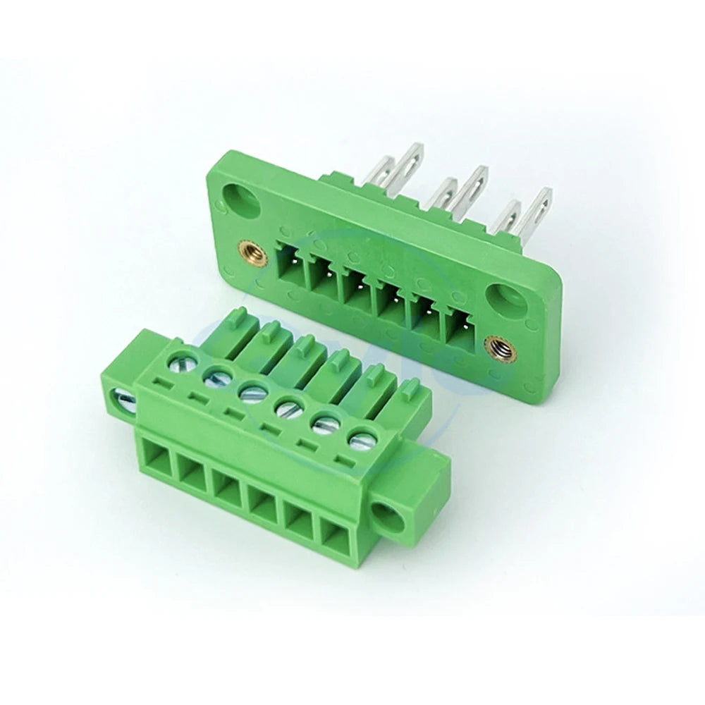 (1 pcs) 2EDGWB - 3.5mm 3.81mm Wall-Mounted Fixed Plug-in Terminal Block with Lugs KF 15EDGAM/KM Complete Set 3.5 3.81 2~24P