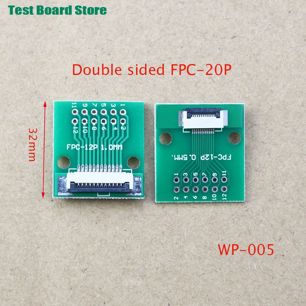 1pcs  Test Board FPC 6 8 10 12 20 30 24 Pin PCB Double Sided FFC FPC Flex Cable Adapter Pitch 0.5mm 1.0mm to 2.54mm Connector
