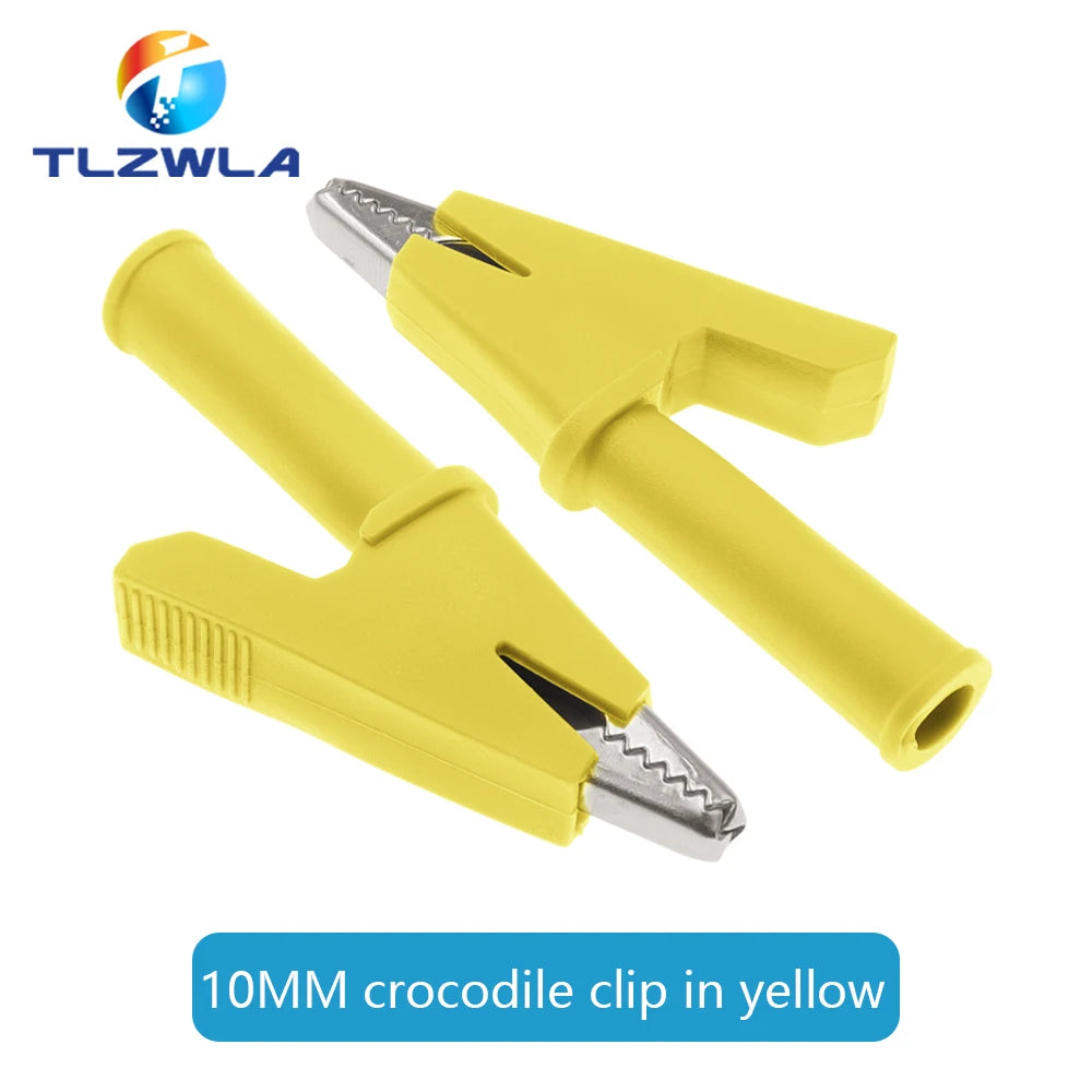 5PCS Pure Copper Insulated Test Alligator Clip 10MM Opening With 4MM Jack Safety Crocodile Clamps For Banana Plug Or Welding