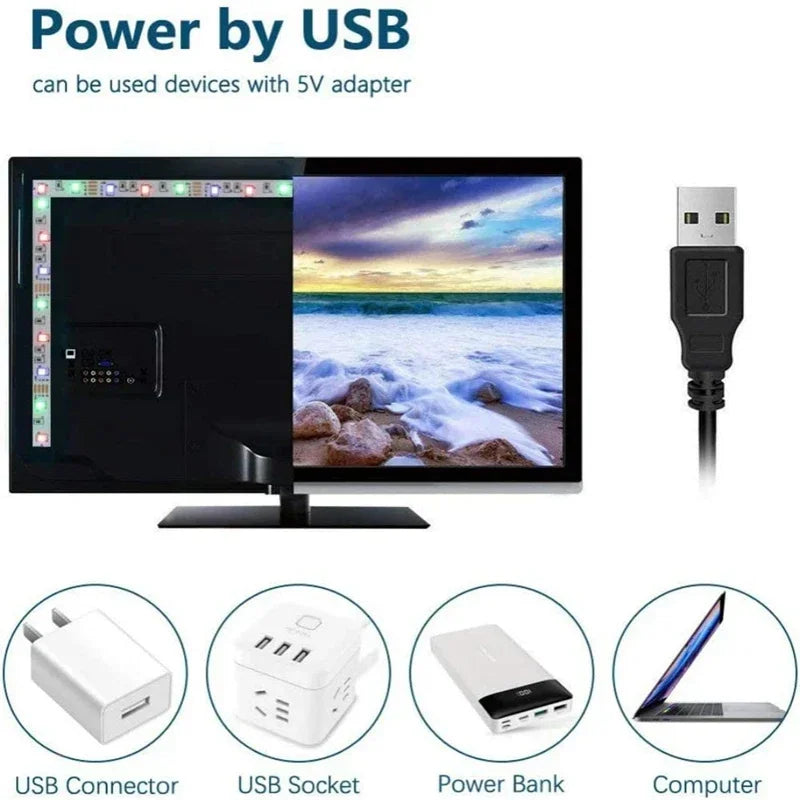 RGB LED Strip Lights TV Backlight APP Music Sync USB 5V Led Light Luces Led Diode Flexible Ribbon Tape For Room Party Decoration