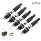 5 Pairs DC 12V Male Jack Plug Female Socket Panel Mount Power Connectors Terminals Blocks Electrical Equipment Supplies