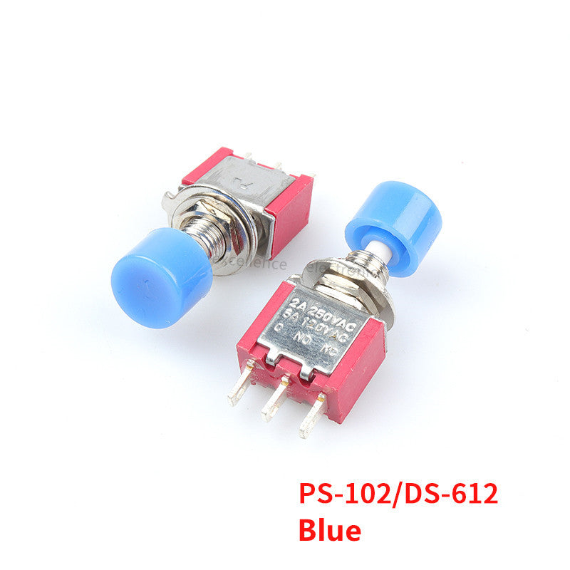 5Pcs PS-102 DS-612 3Pin 6mm Mini Momentary Automatic Return Push Button Switch ON-(ON) 2A 250VAC/5A 120VAC Toggle Switches