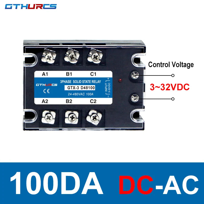 DC-AC AC-AC Three Phase Solid State Relay 3-SSR 10A 25A 40A 60A 80A 100A 120A 200A 70-280V AC Control 24-480V 40AA 40DA