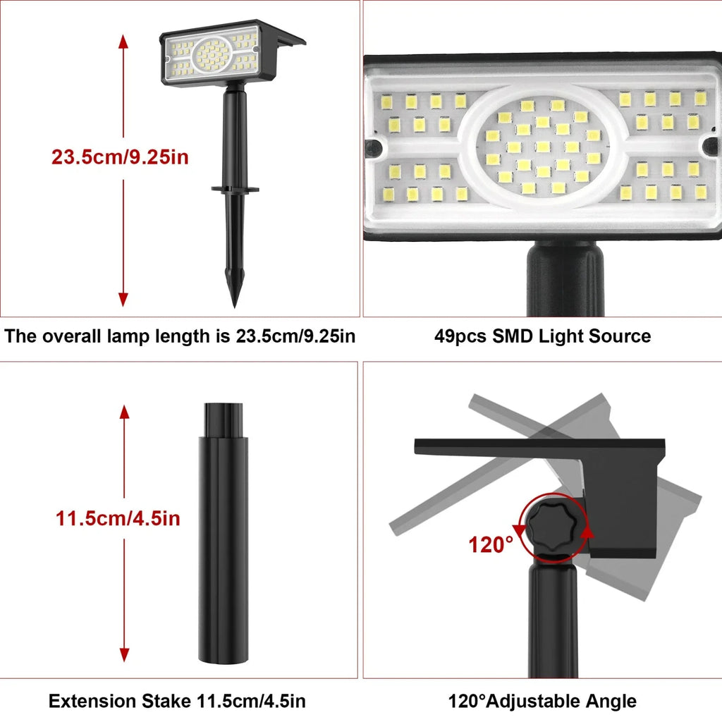 4pcs Solar Spotlight Outdoor Garden Wall Lamp for Tree Street Decor IP65 Waterproof LED Green Landscape Countyard Solar Light