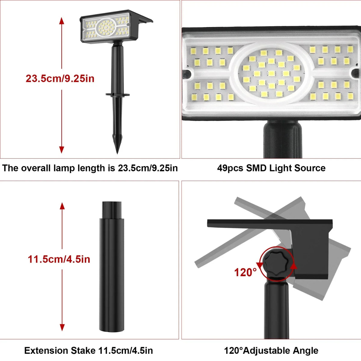4pcs Solar Spotlight Outdoor Garden Wall Lamp for Tree Street Decor IP65 Waterproof LED Green Landscape Countyard Solar Light