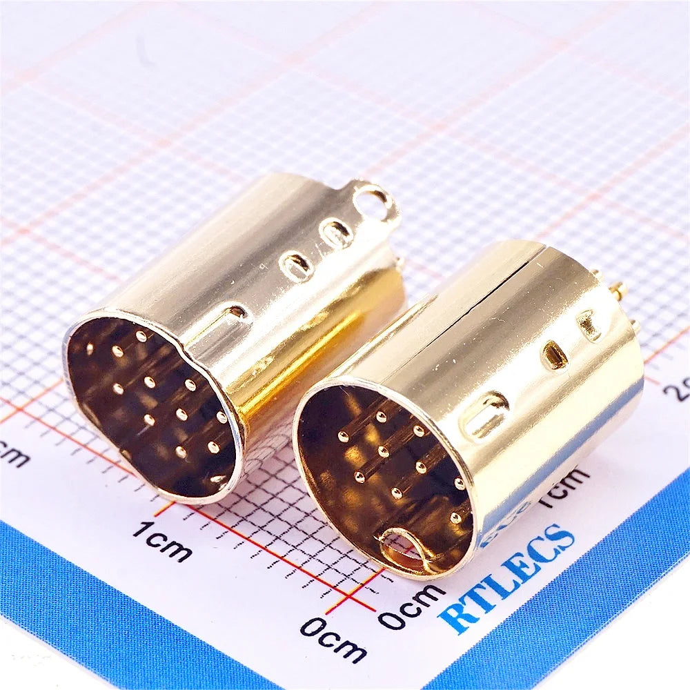 2 10 50 200 Pcs Mini Din Plug 9 10 PIN Circular Connector Male PCB Solder Through Holes Machined Terminals Gold Plated