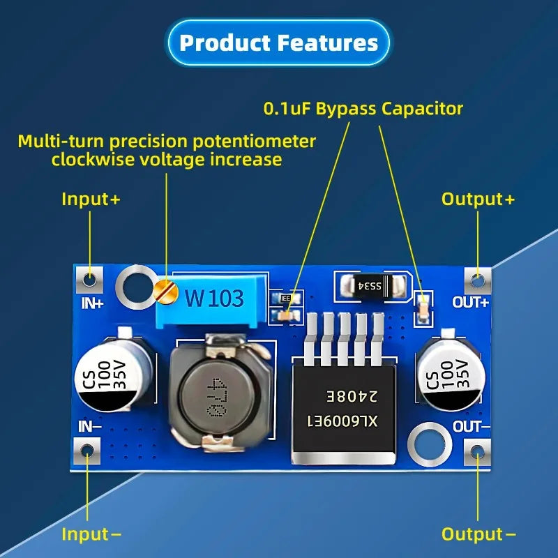 10Pcs XL6009 DC-DC Buck Converter Buck Boost Voltage Power Supply Switch Module 4A 400KHz Adjustable 3.8-30V to 1.25-35V