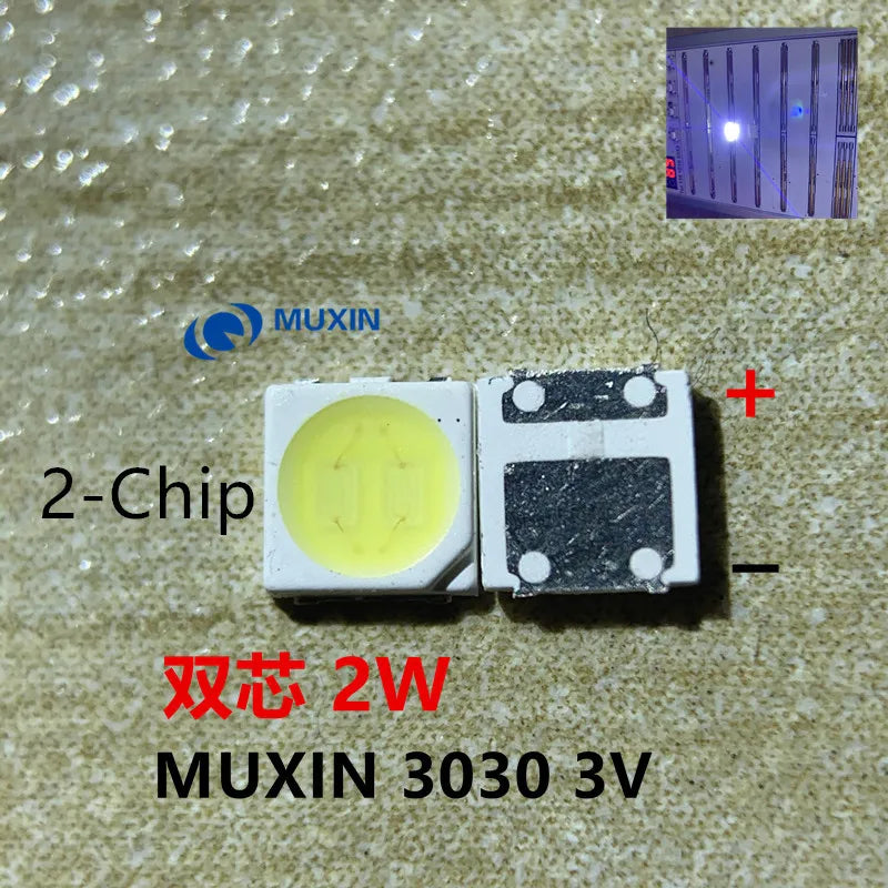 100pcs 3030 Backlight High Power LED DOUBLE CHIPS 1w 1.5W 2w 3V-3.6V 6v lextar JUFEI AOT Cool white PT30A66 TV