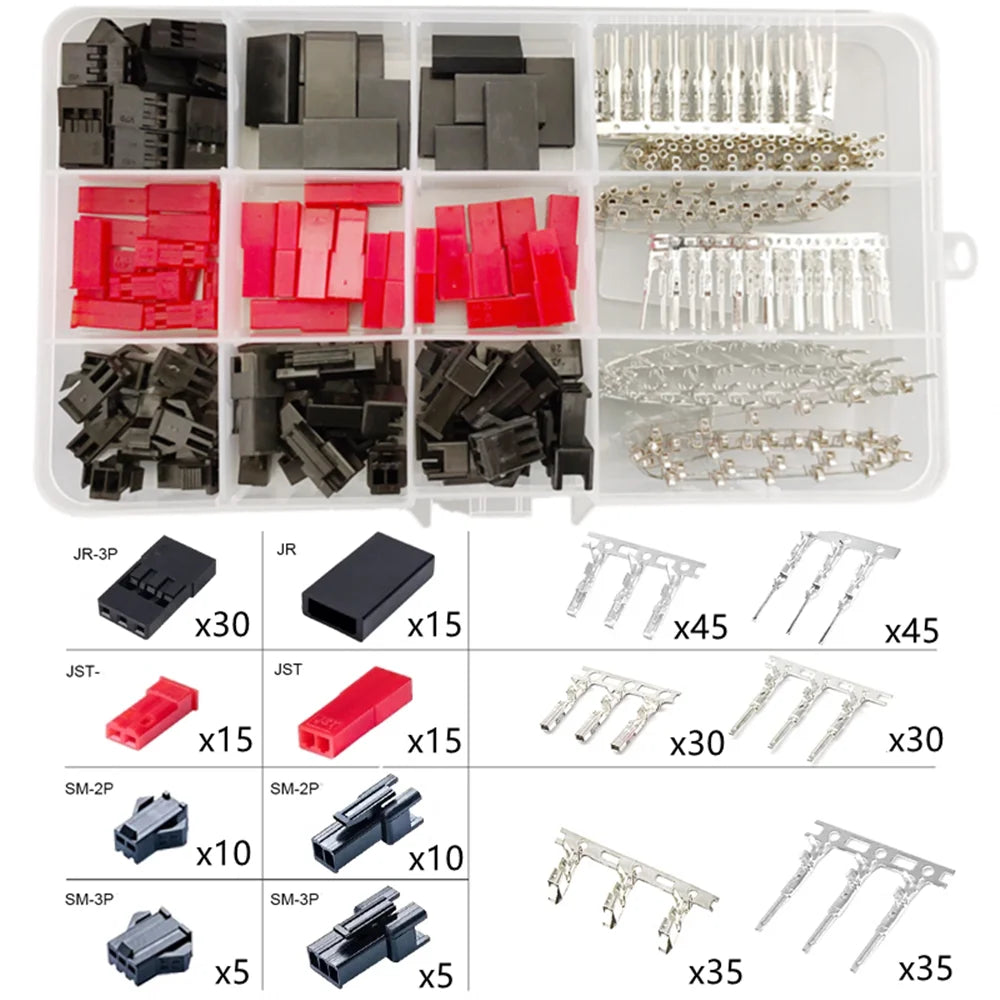 Model Airplane Unmanned Servo Connector 2.54mm JST/SM/JR 2P 3P Battery Charger DuPont Line Connection Terminal Plug Set