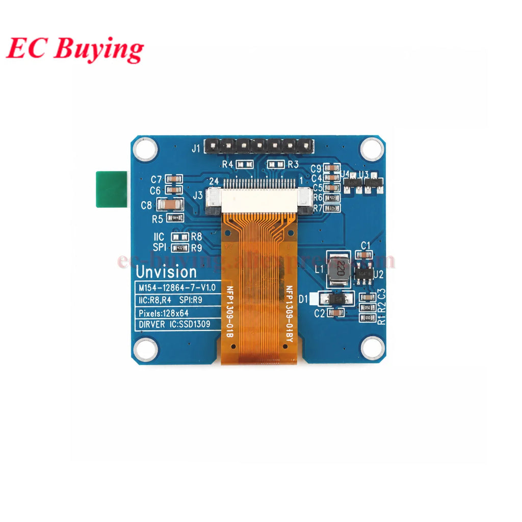 1.54 inch OLED Module 1.54” Display LCD Screen Resolution 12864 128x64 SSD1309 Driver Blue White Yellow 4Pin/7Pin IIC Interface