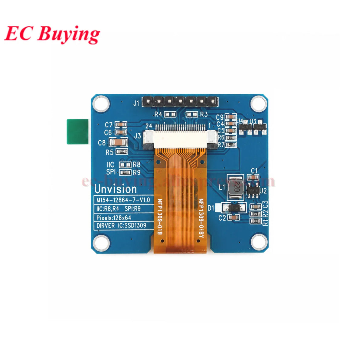 1.54 inch OLED Module 1.54” Display LCD Screen Resolution 12864 128x64 SSD1309 Driver Blue White Yellow 4Pin/7Pin IIC Interface