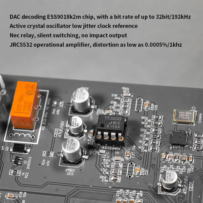 HiFi Bluetooth 5.3 Audio Receiver DAC Preamp with ESS9018K2M, 32bit/192kHz, Optical Coaxial Input, RCA/3.5mm Output