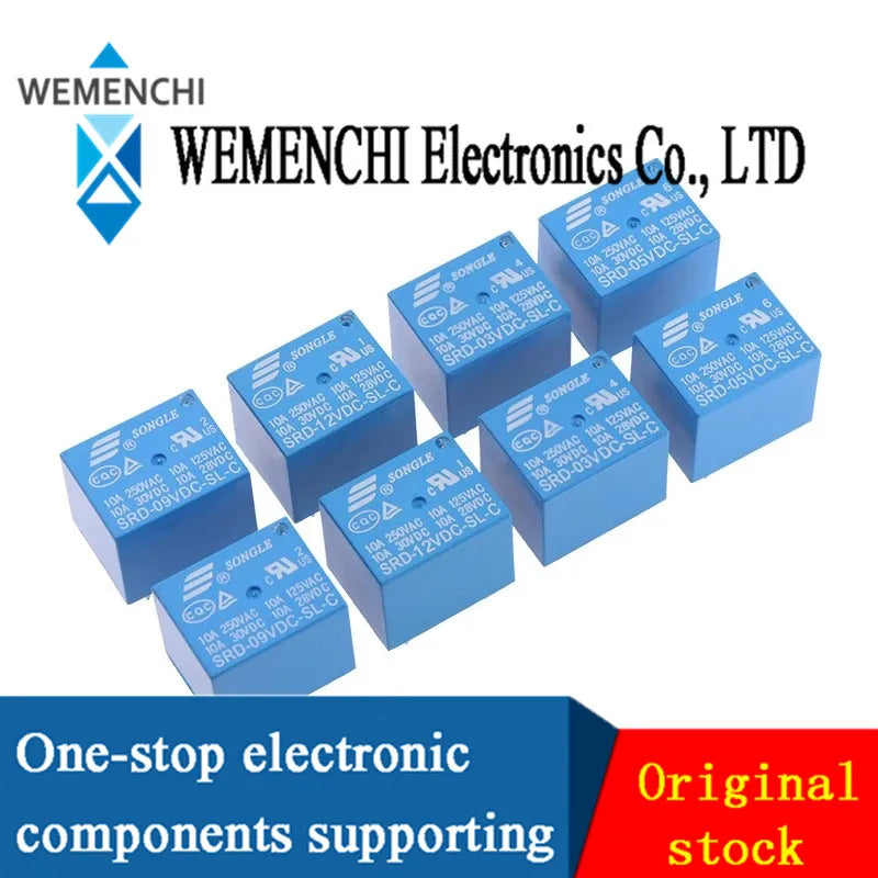 5Pcs/Lot Relays SRD-03VDC-SL-C SRD-05VDC-SL-C SRD-06VDC-SL-C SRD-09VDC-SL-C SRD-12VDC-SL-C 3V 5V 6V 9V 12V 24V 48V 10A 250VAC