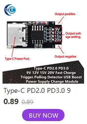 LiPo Battery Charging Protection Module, 5V 2.4A USB Type-C Boost Converter Power Supply Board