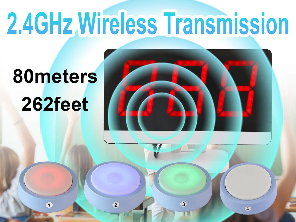 Answer Game Buzzer System Four Color States Three Answer Modes Quiz Buzzer System for Classroom Competition Family Games