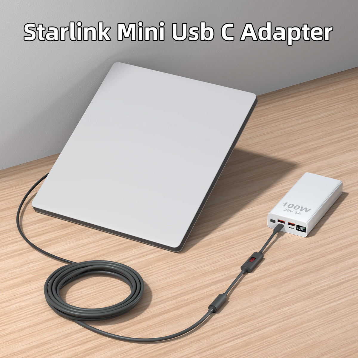 Starlink Mini USB C Adapter with Current and Voltage Display Waterproof Starlink Mini DC Male to Type C Male Converter