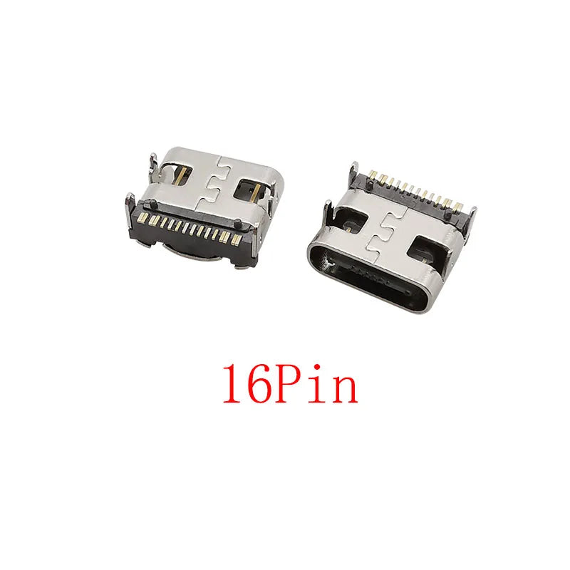 10Pcs USB Connector Type C Female Charging Port Jack 2/6/16 Pin Type-C Socket PCB Soldering SMD SMT DIY Repair Type C Adapter