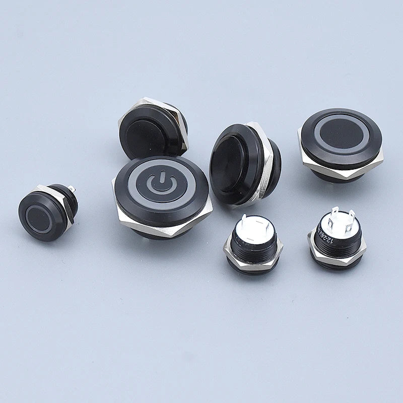 12mm 16mm 19mm 22mm Ultra Short Micro Stroke Stainless Steel Push Button Switch with LED Lamp Waterproof Self-reset/Momentary
