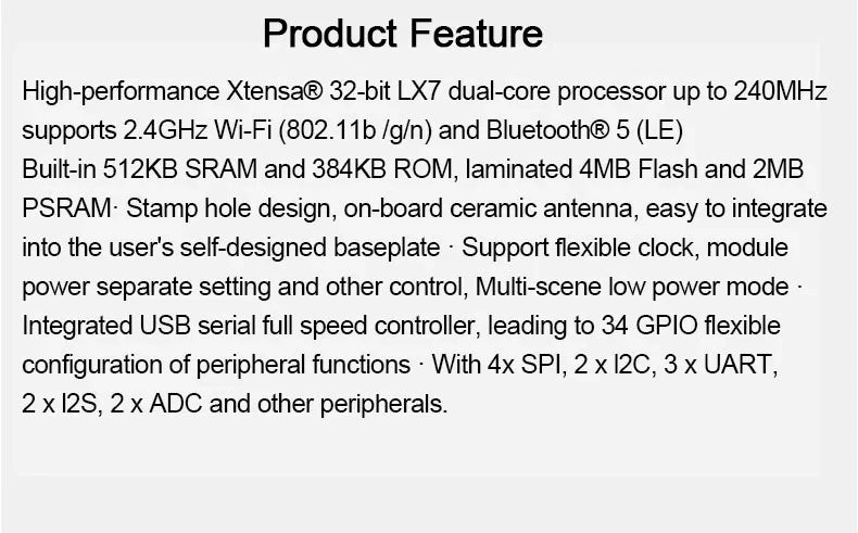 Zero Mini Dev Board for ESP32-S3, WiFi BT 3.3V/5V Compatible Module, Wireless MCU for Arduino Projects & DIY