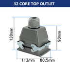 Rectangular Heavy Duty Connectors HDC HE 4 6 8 10 16 20 24 32 48 Core Pin 16A Waterproof Aviation Plug Top Side Line Connector