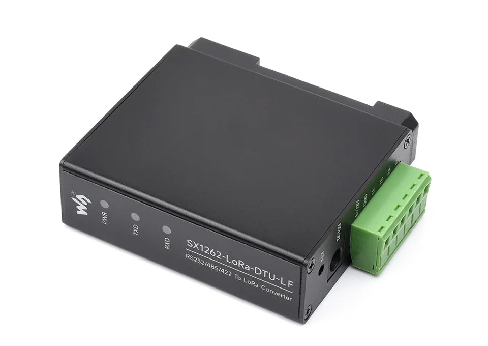 Waveshare Rail-mount SX1262 LoRa Data Transfer unit, RS232/RS485/RS422 To LoRa, Suitable For Sub-GHz Band Data Acquisition