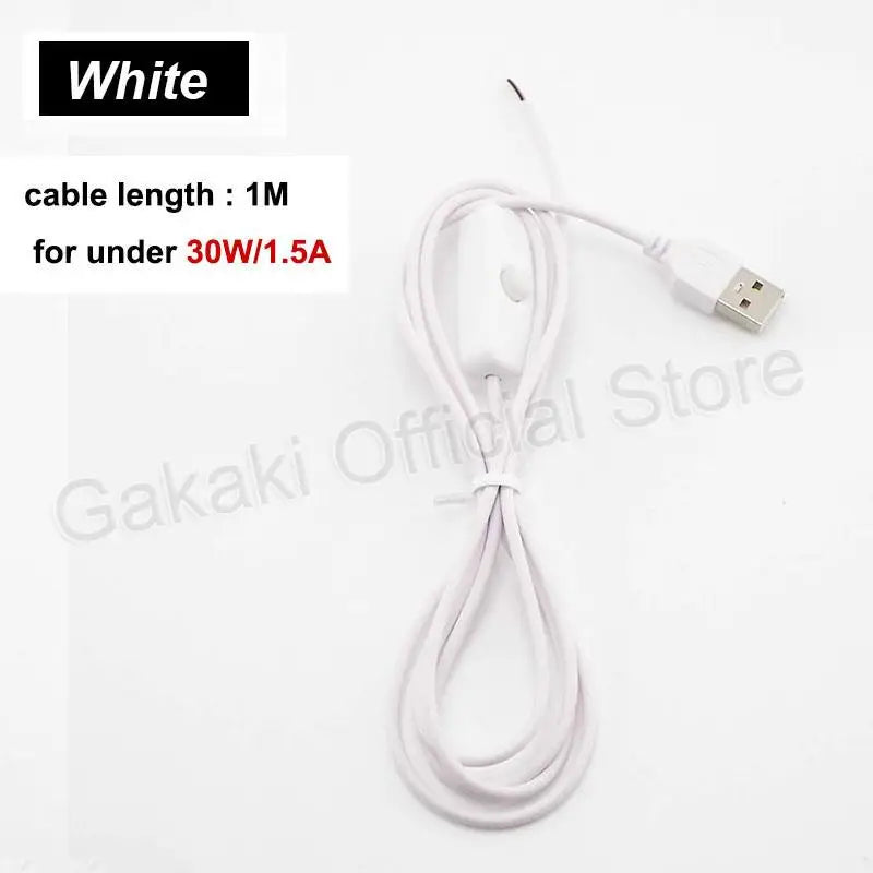 LED Strip USB Connector Cable Extension 2 Pin Power Supply Wire On/Off Switch Electrical 5V Wire For LED Lighting
