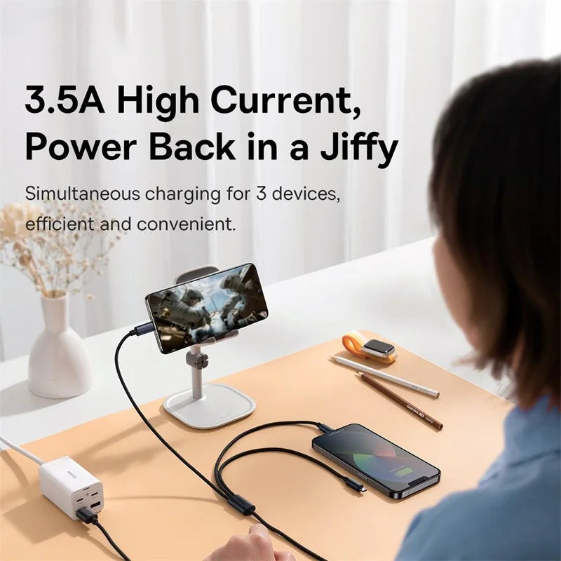 Baseus 3 in 1 USB Cable Type C Cable For Samsung Xiaomi Mi 9 Huawei Cable For iPhone 13 12 11 Phone Charger Micro USB Data Cable