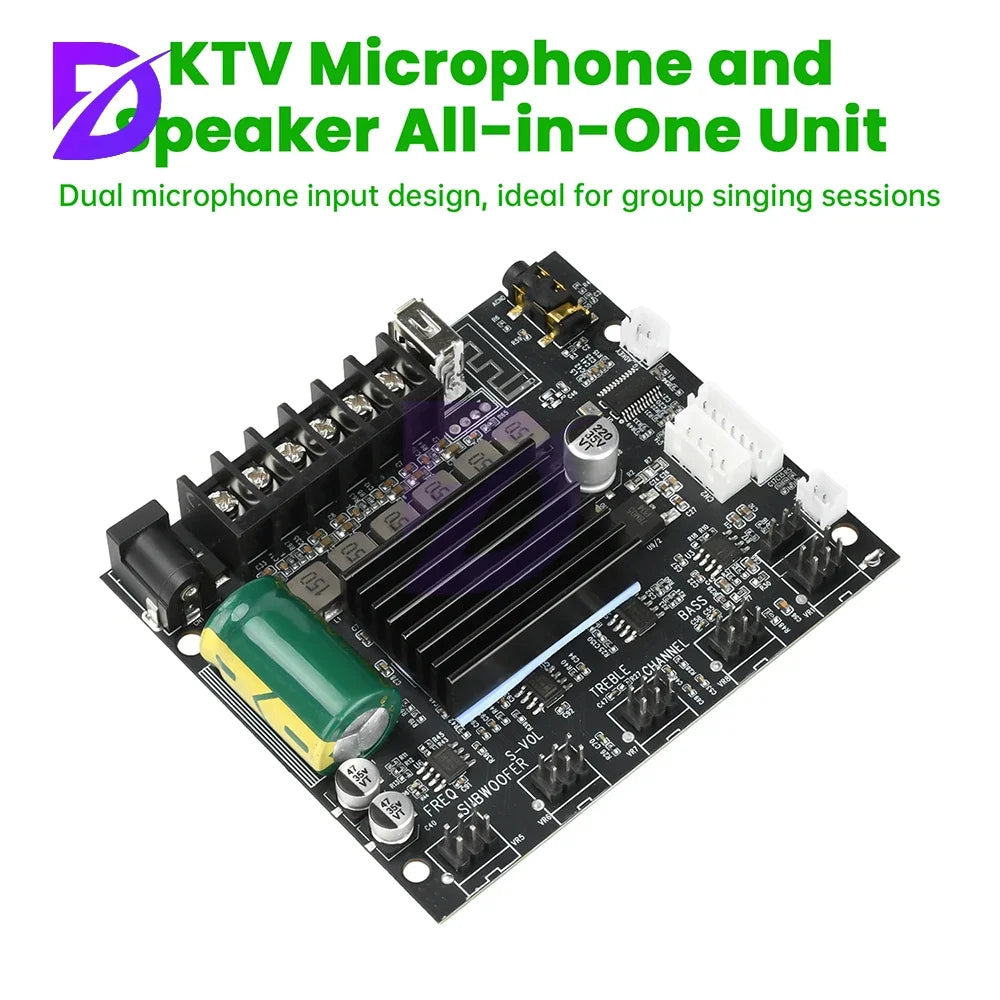 DC 12-24V MT21S Lead Version Ktv Microphone And Audio All-In-One Machine 2.1 Channel Bluetooth Amplifier Board 50W+50W+100W