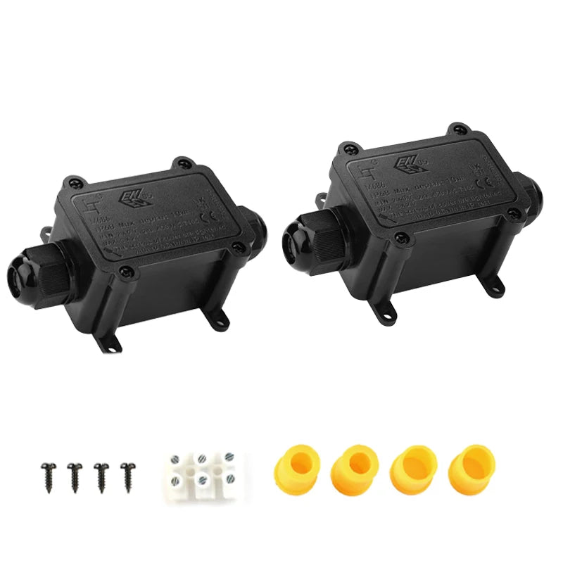 IP68 Waterproof Junction Box 2Way 1IN1OUT M20 Cable Glands Ø4-8mm 6-11mm Wire Range Outdoor LED Underground Lighting Connector