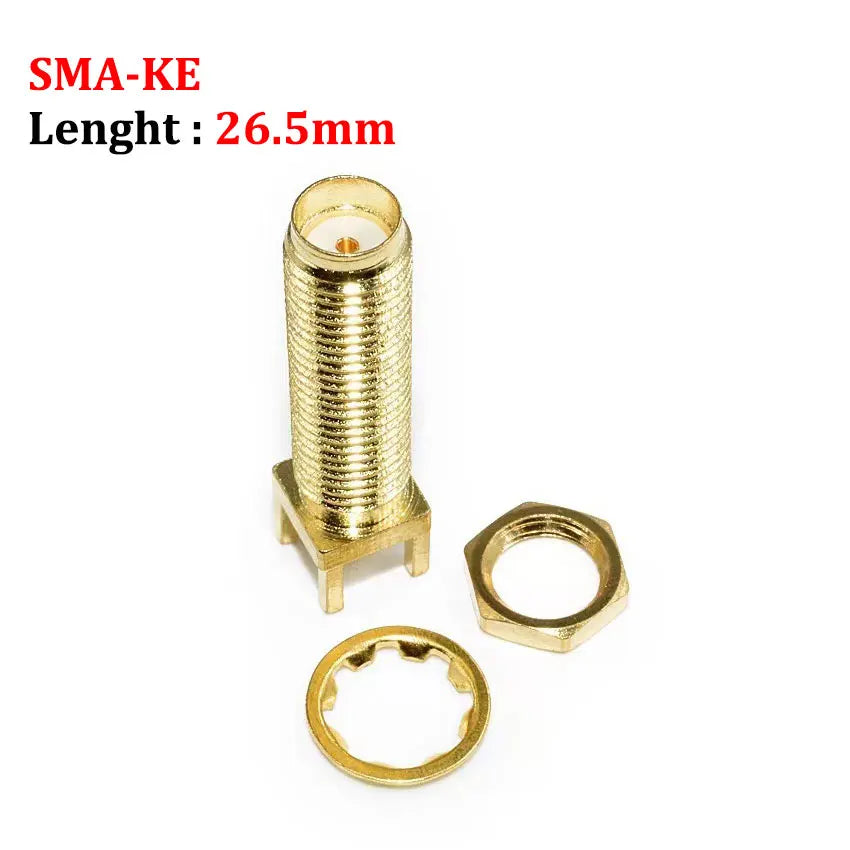 Cltgxdd 1/5/10pcs SMA-KE/KWE SMA Female Jack Adapter Solder Edge PCB Mount Antenna Base RF Copper Coaxial Connector Plug Socket