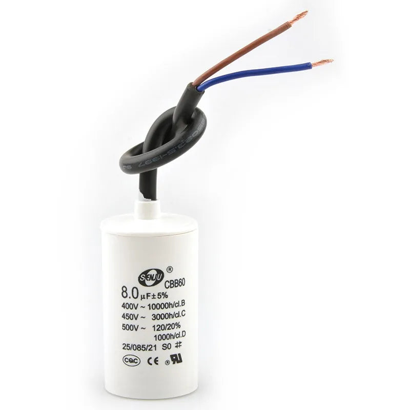 CBB60 Motor Start Capacitor for Washing Machine, Spin Dryer, Water Pump 4/5/6/8/10/12/20/100UF