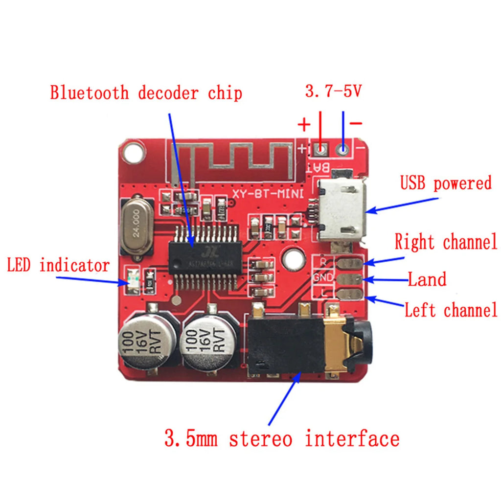 1-10pcs Bluetooth 5.0 Audio Receiver Board MP3 Lossless Decoder Wireless Stereo Music Module 3.7-5V XY-BT-Min