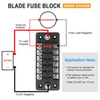 6 Ways Blade Fuse Block With Cover 6 Circuit Fuse Holder Fuse Block w/Negative Bus12-24V Car Boat Fuse Box Holder
