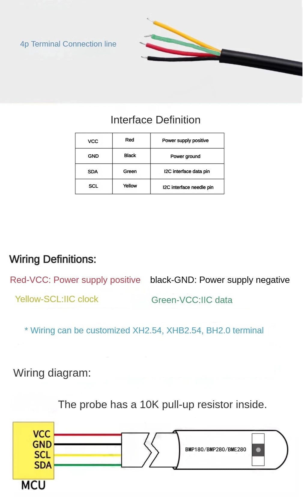 BMP180 BME280 BMP280 High Precision Temperature And Humidity Atmospheric Pressure Integrated Sensor Module With Line