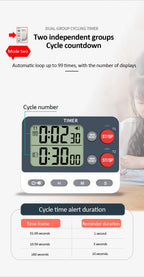 Digital Dual Kitchen Timer with Magnetic Back & Memory Presets, 2 Groups Countdown/Up Stopwatch Timer for Cooking, Baking