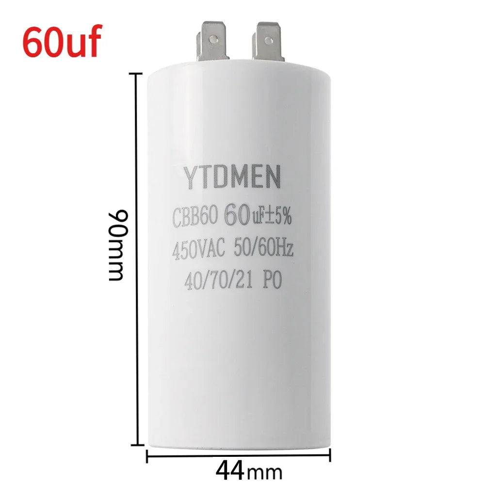CBB60 450VAC 4~60μF ±5% 4-Pin Double Insert Motor Run Capacitor for Air Conditioner/Refrigerator/Pump，50/60Hz