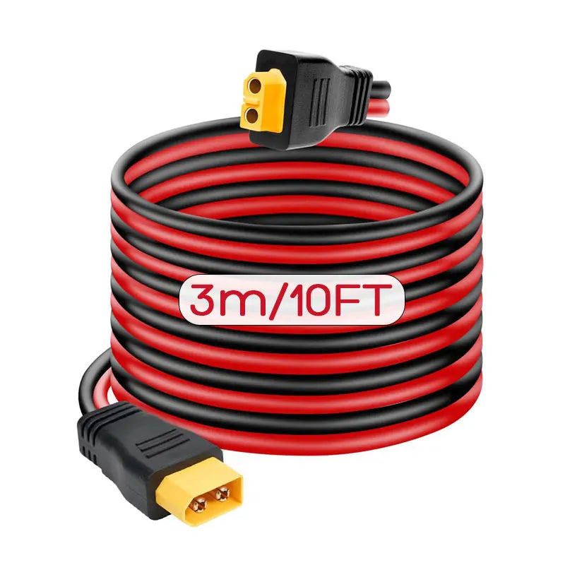 6m 3m 1.5m 12AWG XT60 Male to XT60 Female Charging Cable for ALLPOWERS R600 R1500 R2500 Ecoflow River Delta Etc. Solar Generator