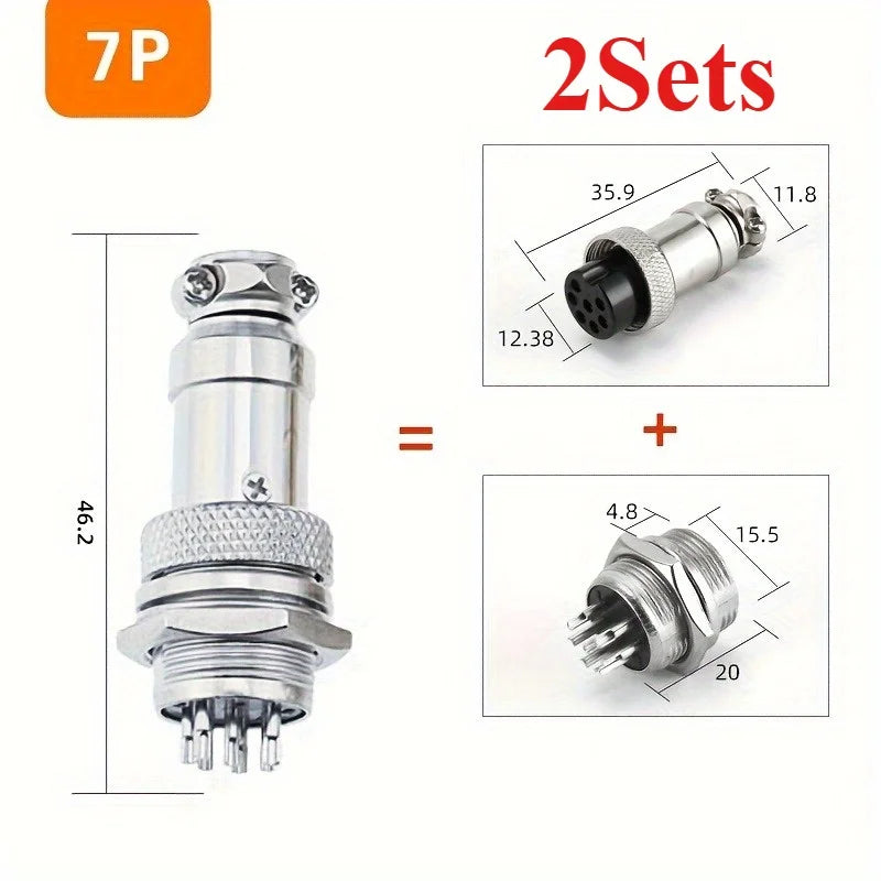 2 Sets  Male + Female GX16 Aviation Connector Plugs,2P/3P/4P/5P/6P/7P/8P/9P/10P Configurations Ideal