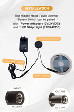 12V/24V 60W Touch Switch, Suitable for Concealed Installation in Furniture with a Thickness of 0-40mm, LED Touch Dimming Sensor.