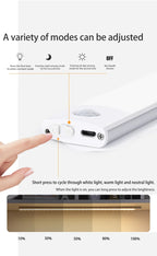 LED Bar Light Motion Sensor USB Rechargeable Led Cabinet Lights for Kitchen Wardrobe Cabinet Lighting 30cm/40cm/50cm Night Light