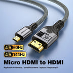 UGOURD 4K 144Hz HDMI to Mini HDMI Cable Bi-Directional Micro/Mini HDMI to HDMI Cable 4K@60Hz for Raspberry Pi Camera DV 2K165Hz